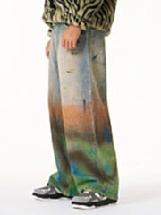 Street Gradient Ink-Splattered Straight-Leg Jeans