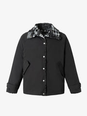 Vintage Plaid Polka Dot Reversible Sherpa Cotton Jacket