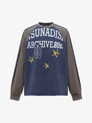 Retro Distressed Motorcycle Colorblock Sweatshirt