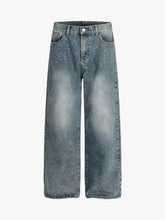 Street Distressed Washed Diamond Patch Jeans