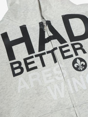 Casual Lettering Pattern Zippered Hooded Cardigan Sweatshirt