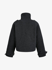 Retro Wool Blend Stand Collar Cotton Jacket