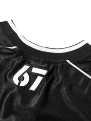 Contrast Stitching Letter Jersey T-shirt