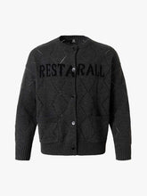 Retro Diamond Check Hollow Knit Cardigan Sweater