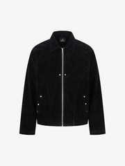 Suede Lapel Deconstructed Patchwork Jacket