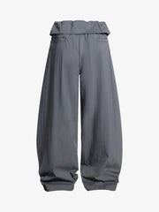Street Ruffled Waist Pleated Drape Balloon Pants