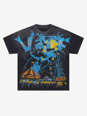 Punk Painted Amusement Park Print T-Shirt