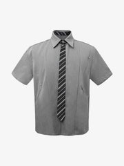 Deconstructed Patchwork Tie Short-Sleeved Shirt