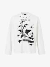 Retro Star Print Long-Sleeved T-Shirt