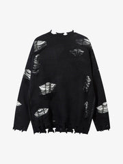 Retro Distressed Zipper Sweater