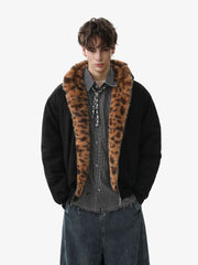 Tiger Print With Ears Hooded Fur Jacket