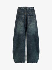 Vintage Washed Vibe Scimitar Wide-Leg Jeans