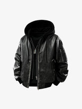 Retro Distressed Washed PU Leather Cotton Jacket