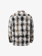 Streetwear Washed Distressed Plaid Long Sleeve Shirt