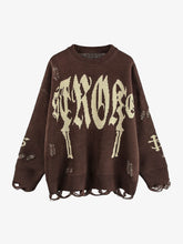 High Street Letter Jacquard Ripped Tassel Sweater