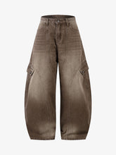 Vintage Washed Workwear Barrel Jeans