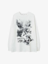 Butterfly Letters Printed Round Neck Long Sleeve T-Shirt