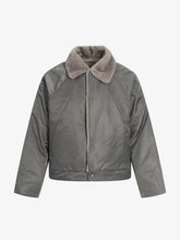 Deconstructed Patchwork Fur Collar Bomber Jacket
