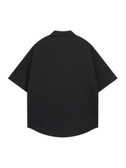 Retro Letter Print Short Sleeve Shirt