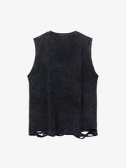 Vintage Metallic Phantom Letter Distressed Washed Vest