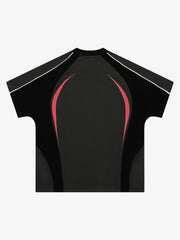 Contrast Color Stitching V-Neck Short-Sleeved T-Shirt