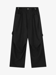 Adjustable Waistband Pleated Casual Pants