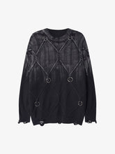 Paint Spray Hole Cable Crewneck Sweater