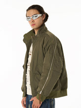 Retro Street Hip-Hop Zipper Design Bomber Jacket