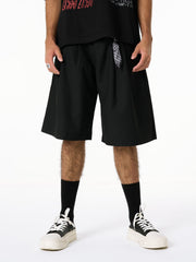 Pleated Design Pendant Decoration Baggy Shorts