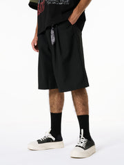 Pleated Design Pendant Decoration Baggy Shorts
