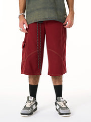 Denim Welt-Embellished Cargo Jorts