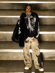 Skeleton Graphic Waffle Sweatshirt
