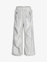 High Street Rivet Pleated Workwear Multi-Pocket Casual Pants