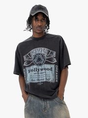 Vintage-Inspired Graphic Washed T-Shirt