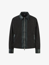 Textured PU Leather Patchwork Retro Stripe Jacket