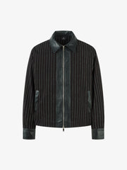 Textured PU Leather Patchwork Retro Stripe Jacket