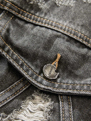 Retro Washed Distressed Denim Jacket