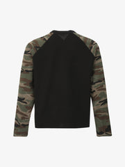 Camouflage Stitching Raglan Long Sleeve T-Shirt