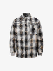 Streetwear Washed Distressed Plaid Long Sleeve Shirt
