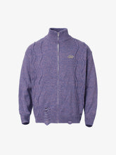 Turtleneck Cardigan Zip-Up Cable Sweater