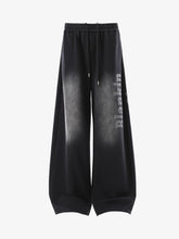 French Terry Distressed Gradient Drawstring Wide Leg Pants