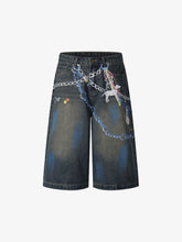 Street Painting Graffiti Denim Jorts