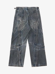 Vintage Washed Distressed Multi-Structure Patchwork Jeans