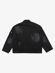 Retro Street Floral Embroidery Washed Zipper Denim Jacket