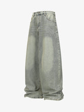 Retro Denim Rhinestone Striped Baggy Jeans