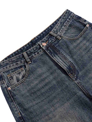 Tie Dyed Wrinkled Effect Straight Jeans