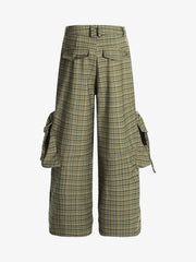 Retro Plaid Multi-pocket Cargo Pants