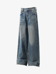 Street Washed Distressed Cat Whisker Jeans