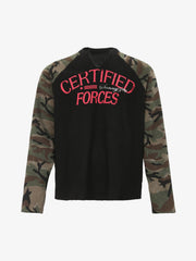 Camouflage Stitching Raglan Long Sleeve T-Shirt