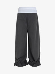 High-Waisted Contrast-Color Patchwork Niche Pants